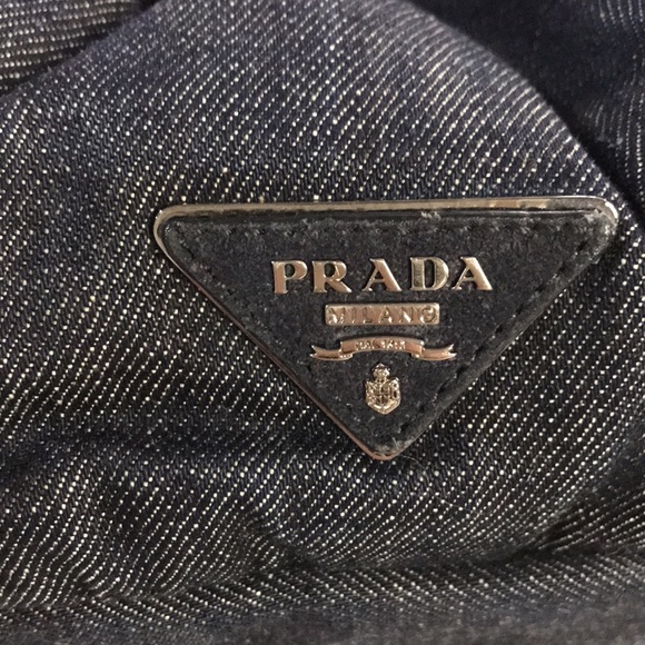 SOLD………Prada Canapa Studded Grommet Embellished Denim Tote w/ Long Strap RARE - Picture 3 of 16